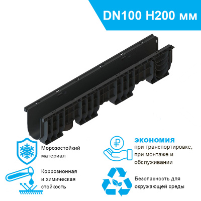Лоток водоотводный PolyMax Basic ЛВ-10.16.20-ПП пластиковый