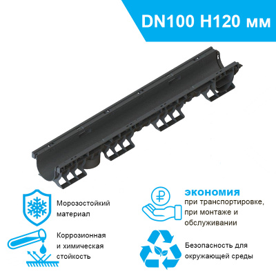 Лоток водоотводный PolyMax Basic ЛВ-10.16.12-ПП пластиковый