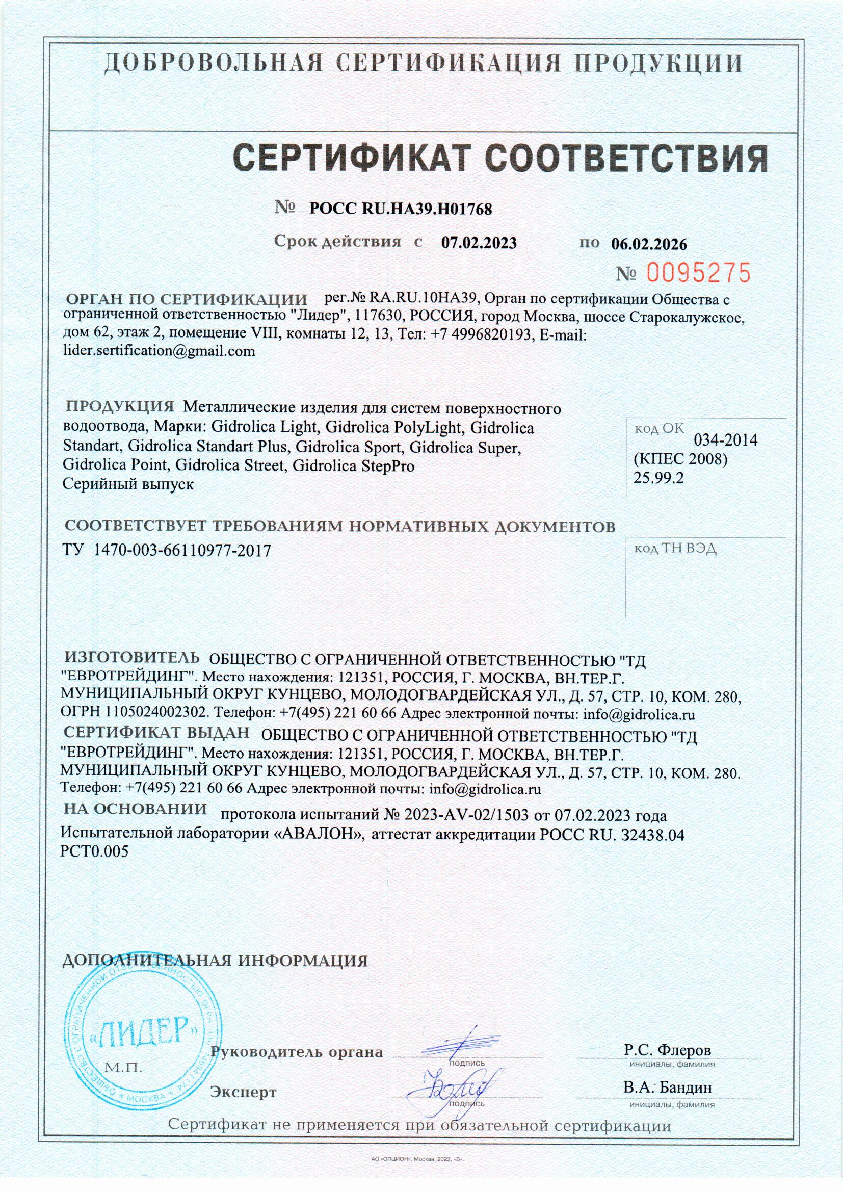 Водоприемные решетки ТМ Gidrolica